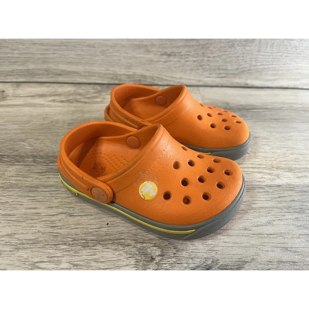 Crocs Crocband II‎ Clogs Kids Orange Rubber Slip-On Lightweight Comfort C4 C5